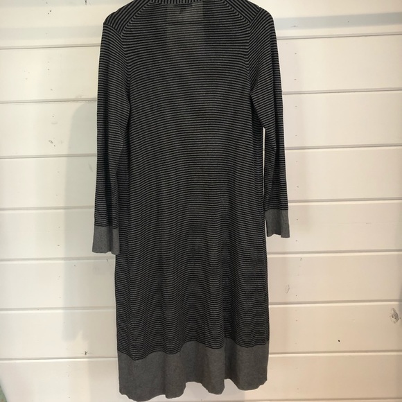 EILEEN FISHER Gray Long Striped Cardigan Size PM - Picture 7 of 8
